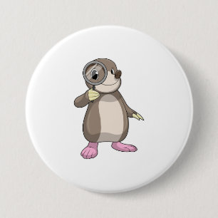 Mole with Magnifying glass 7.5 Cm Round Badge