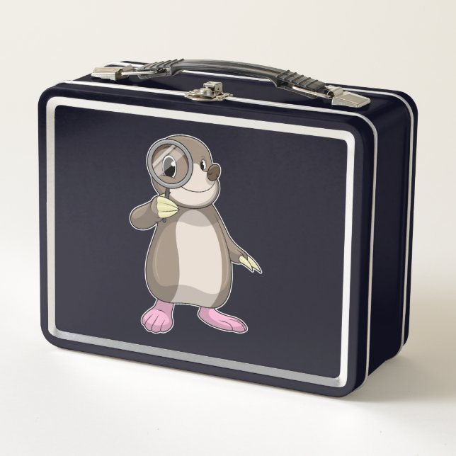 Mole with Magnifying glass Metal Lunch Box (Front)