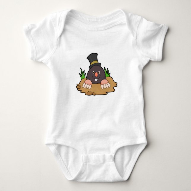 Mole with Molehill & Hat Baby Bodysuit (Front)
