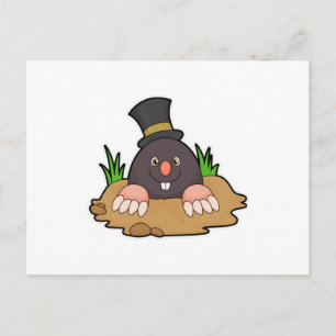 Mole with Molehill & Hat Postcard