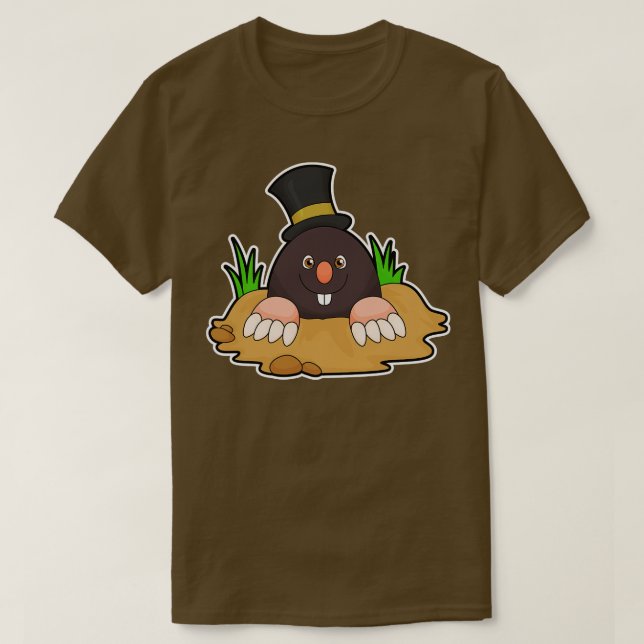 Mole with Molehill Hat T-Shirt (Design Front)