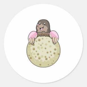 Mole with Moon Classic Round Sticker