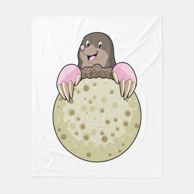 Mole with Moon Fleece Blanket (Front)