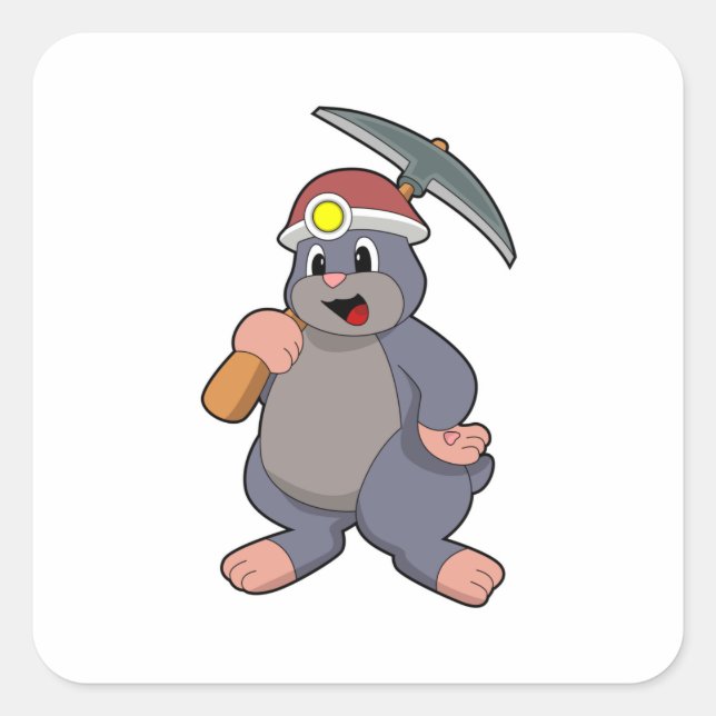Mole with Pickaxe Square Sticker (Front)