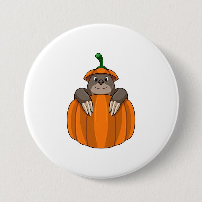 Mole with Pumpkin 7.5 Cm Round Badge (Front)