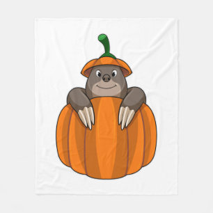 Mole with Pumpkin Fleece Blanket