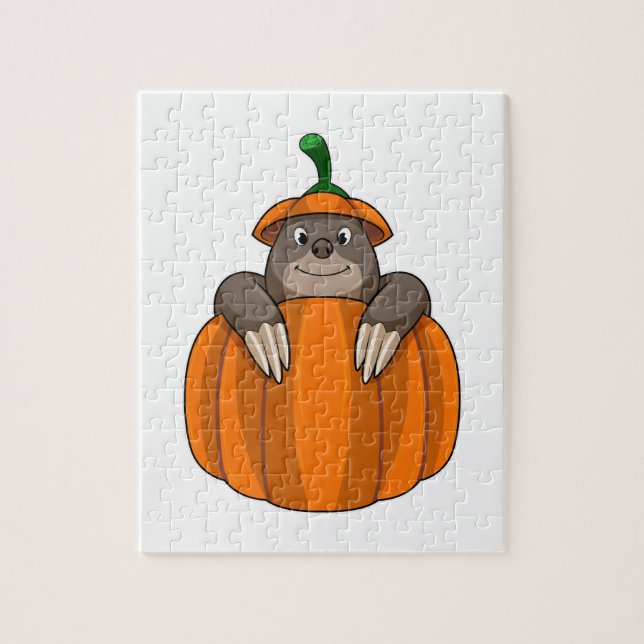 Mole with Pumpkin Jigsaw Puzzle (Vertical)