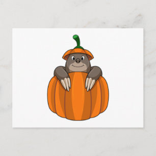Mole with Pumpkin Postcard