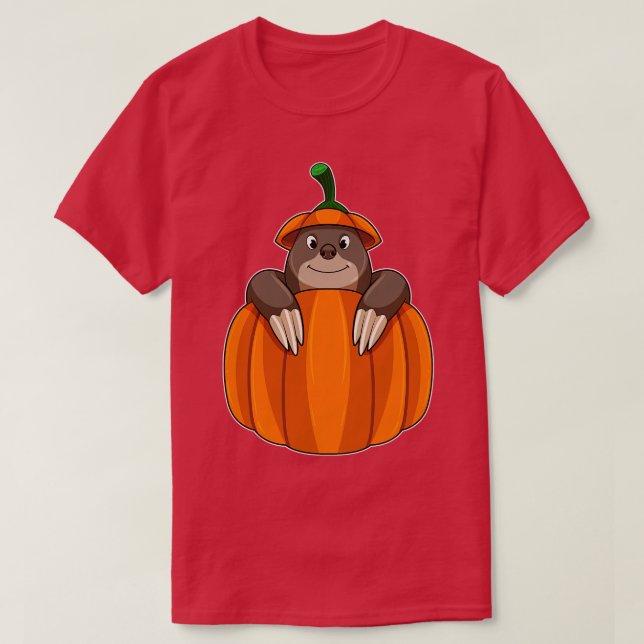 Mole with Pumpkin T-Shirt (Design Front)