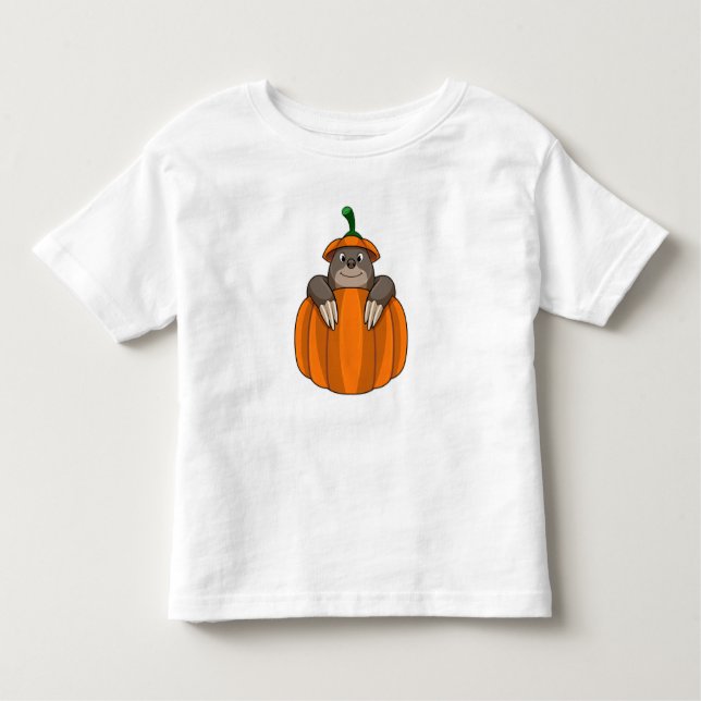Mole with Pumpkin Toddler T-Shirt (Front)