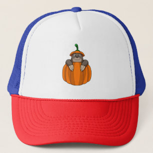 Mole with Pumpkin Trucker Hat