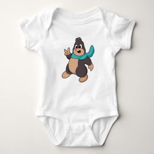 Mole with Scarf Baby Bodysuit (Front)