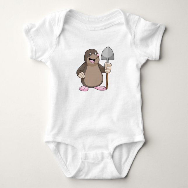 Mole with Shovel Baby Bodysuit (Front)