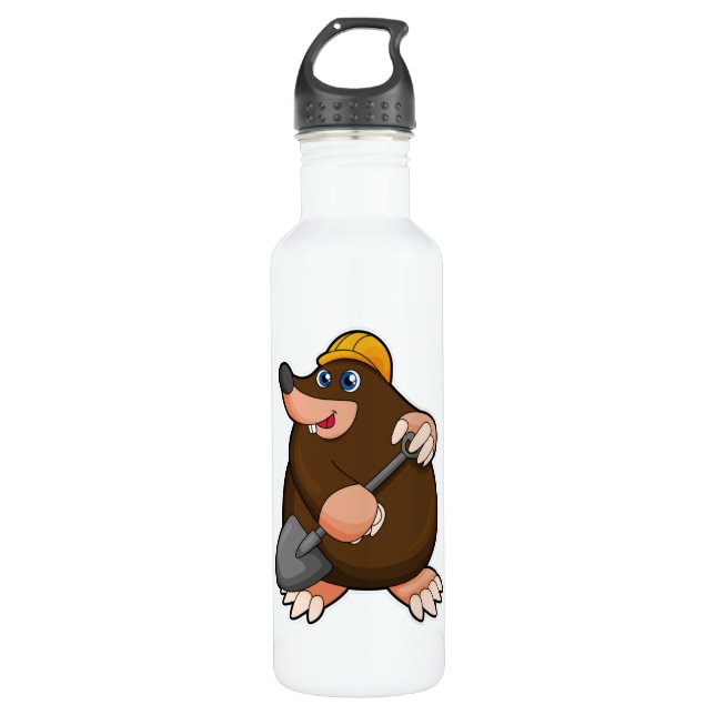 Mole with Shovel & Hard hat 710 Ml Water Bottle (Front)