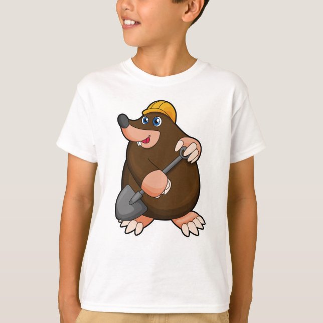 Mole with Shovel & Hard hat T-Shirt (Front)
