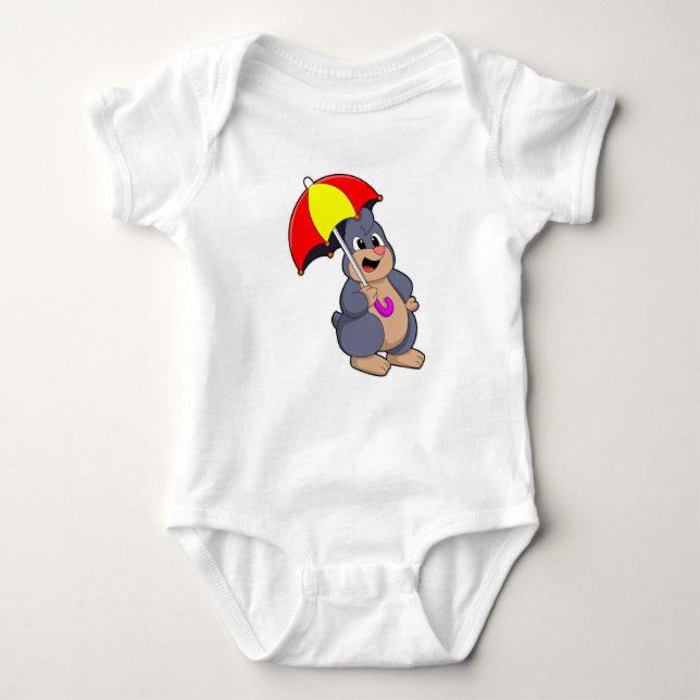 Mole with Umbrella Baby Bodysuit (Front)