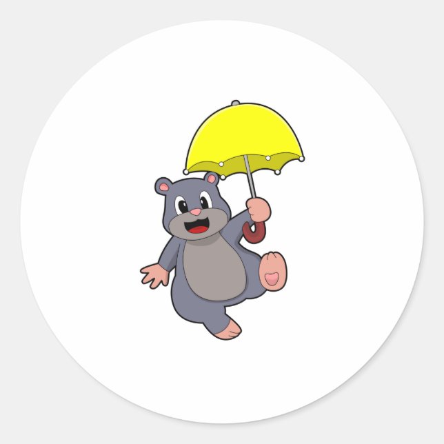 Mole with Umbrella Classic Round Sticker (Front)