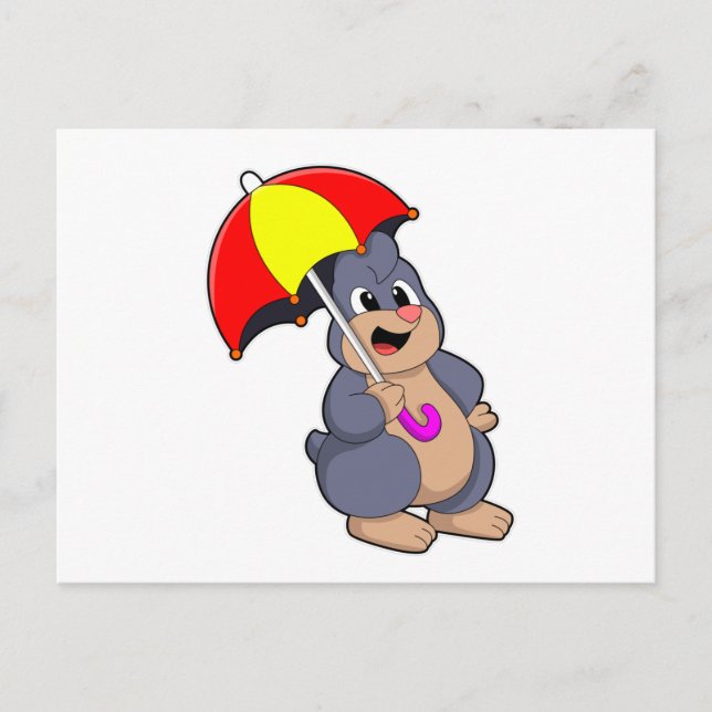 Mole with Umbrella Postcard (Front)