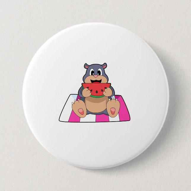 Mole with Watermelon.PNG 7.5 Cm Round Badge (Front)