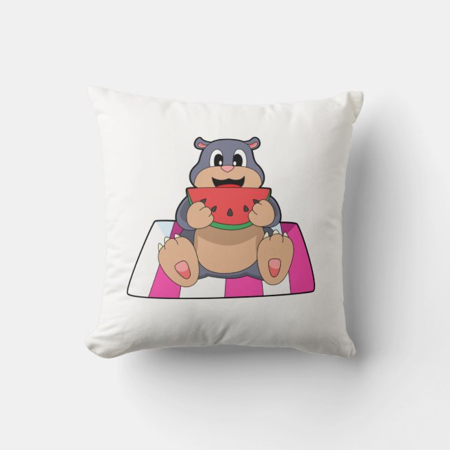 Mole with Watermelon.PNG Cushion (Front)