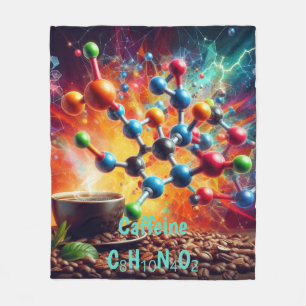 Molecular Caffeine Structure - Science Art Coffee Fleece Blanket