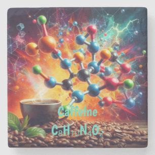 Molecular Caffeine Structure - Science Art Coffee Stone Coaster