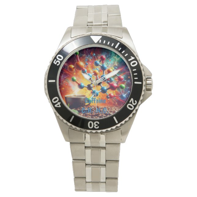 Molecular Caffeine Structure - Science Art Coffee Watch (Front)