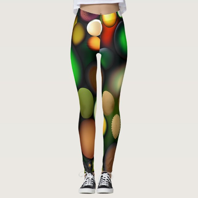 Molecule circles Rainbow Pattern Leggings (Front)