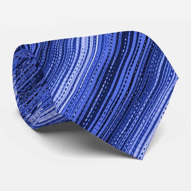 Molecule Variegated Striped Tonal Blue Two-sided Tie (Rolled)