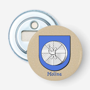 Molina Heraldic Arms on Parchment Style Back Bottle Opener