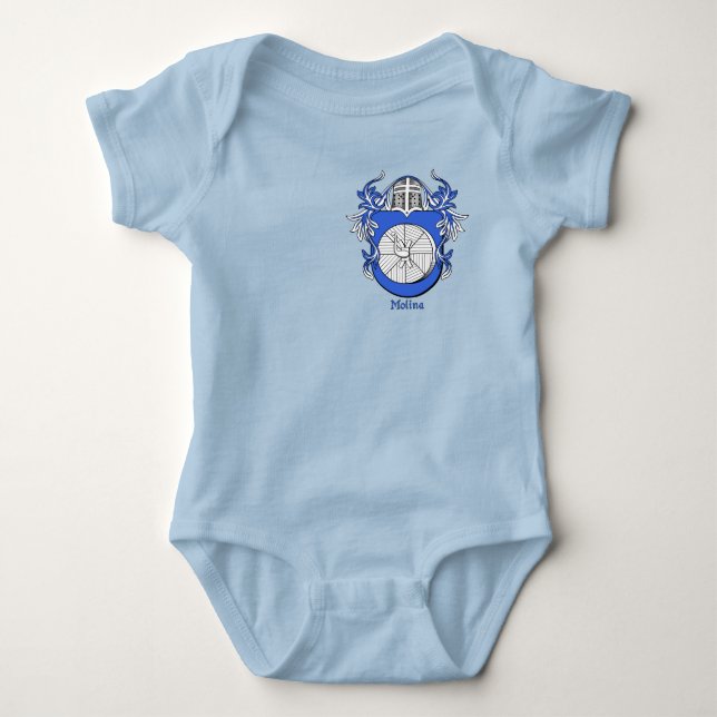 Molina Historical Shield with Helm and Mantle Baby Bodysuit (Front)