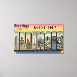 Moline, Illinois - Large Letter Scenes Canvas Print