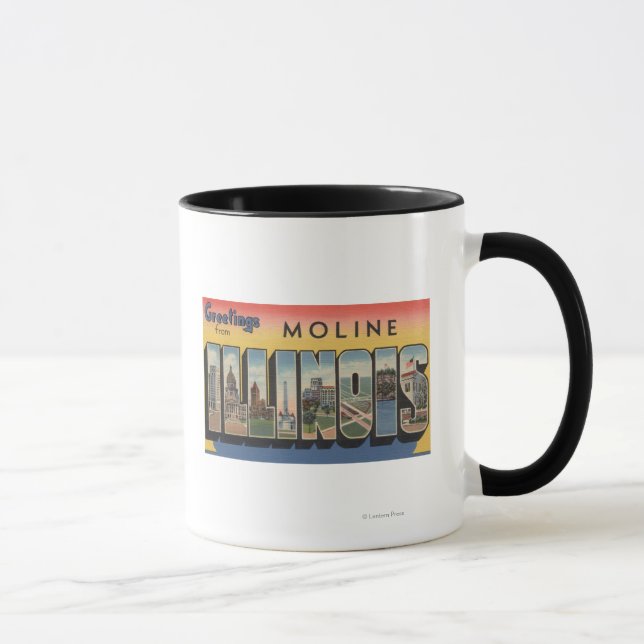 Moline, Illinois - Large Letter Scenes Mug (Right)