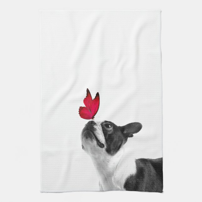 Mollie Mmouse ekind Boston Terrier Tea Towel (Vertical)