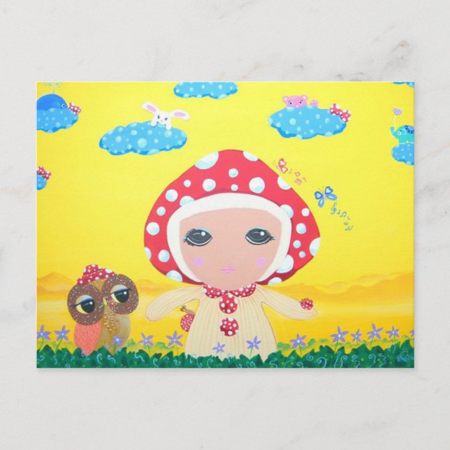 Molly Mushroom Baby In Polka Dottie Whimsy Land Postcard (Front)