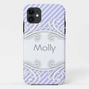 Molly Pale Blue and White Striped Personalised Case-Mate iPhone Case