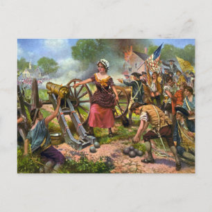 Molly Pitcher firing cannon at Battle of Monmouth Postcard