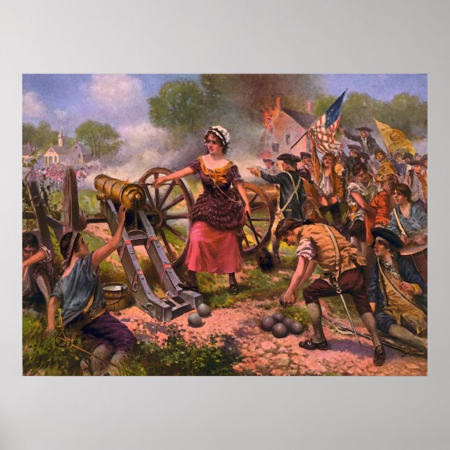 Molly Pitcher Firing Cannon at Battle of Monmouth Poster (Front)