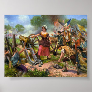 Molly Pitcher firing cannon at Battle of Monmouth Poster