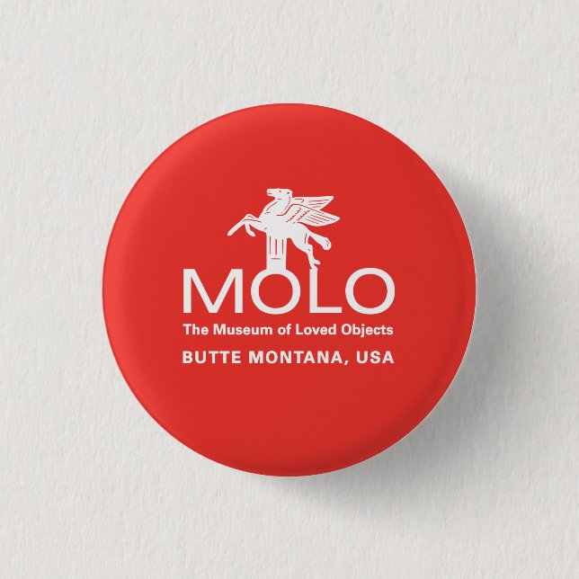 Molo white horse 3 cm round badge (Front)