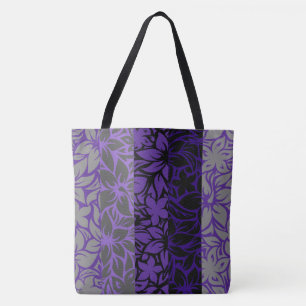 Moloaa Bay Hawaiian Hibiscus Striped Beach Bag