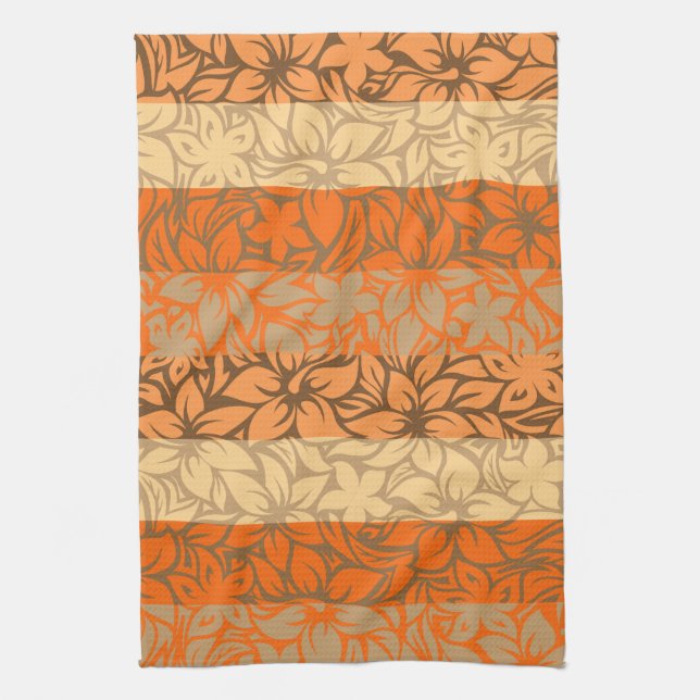 Moloaa Bay Hawaiian Hibiscus Striped Towels (Vertical)