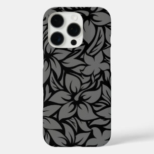 Moloaa Bay Hawaiian Hibiscus Tonal Black iPhone 16 Pro Case