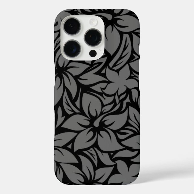 Moloaa Bay Hawaiian Hibiscus Tonal Black Case-Mate iPhone Case (Back)