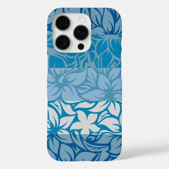 Moloaa Bay Hawaiian Striped Hibiscus Blue Case-Mate iPhone Case (Back)