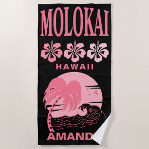 Molokai Hawaii Pink Beach Bachelorette Custom Towel