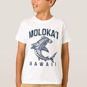 Molokai Hawaii Tril Shark Polynesian Hawaiian Beac T-Shirt