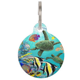Molokini Cove Hawaiian Tropical Fish Sea Turtle Pet Tag
