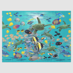 Molokini Cove Hawaiian Tropical Fish Sea Turtle Tissue Paper