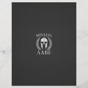 Molon Labe Chrome Spartan Helmet on Carbon Fibre